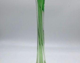 vintage mouth-blown green soliflore glass vase