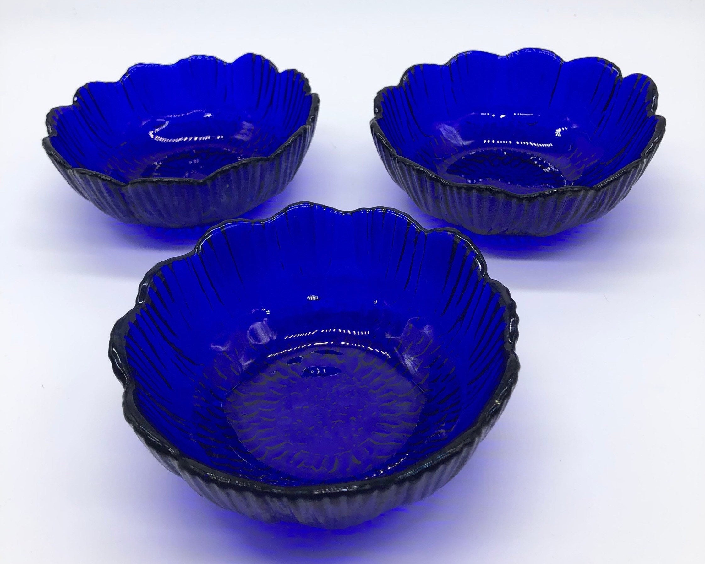 Cobalt Blue Glass Bowls Bowls Dessert Bowls Tempered Glass Etsy