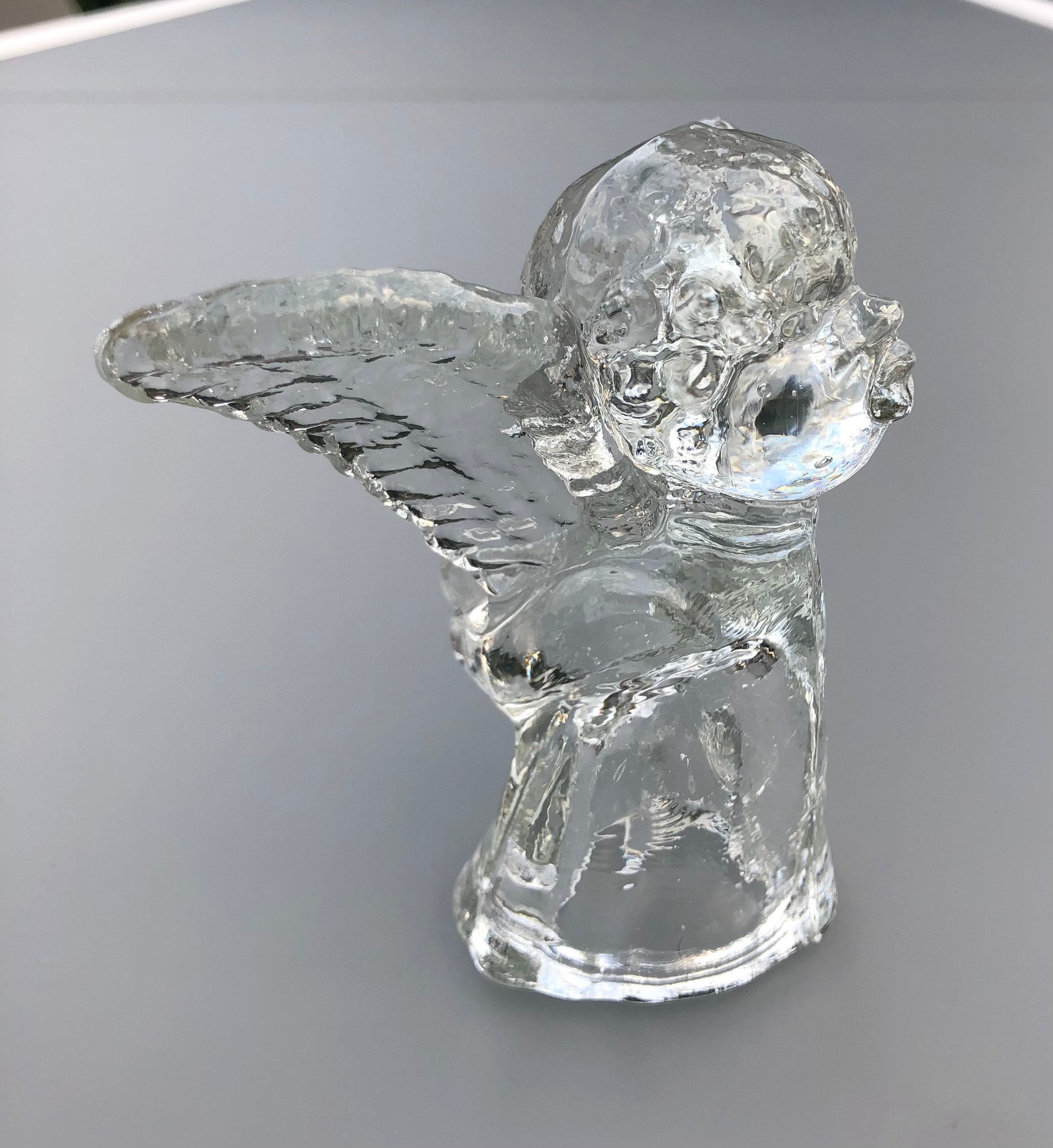Vintage Scandinavian glass angel figurine, candle holder, paper weight, decoration