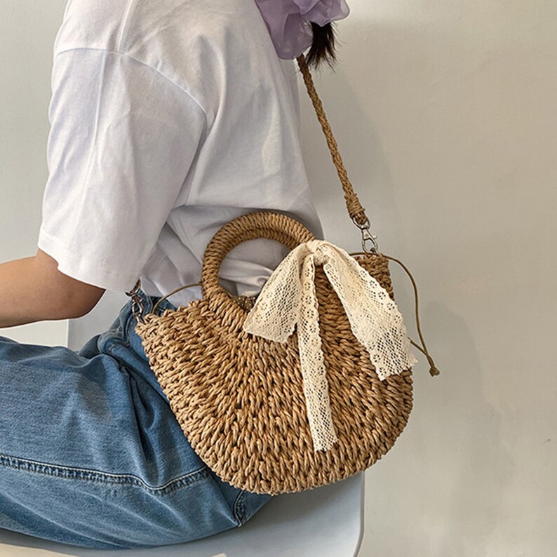 Messenger straw bag, French rattan bag, straw bag, woven bag, beach bag, new women's bag, Mini Bag 