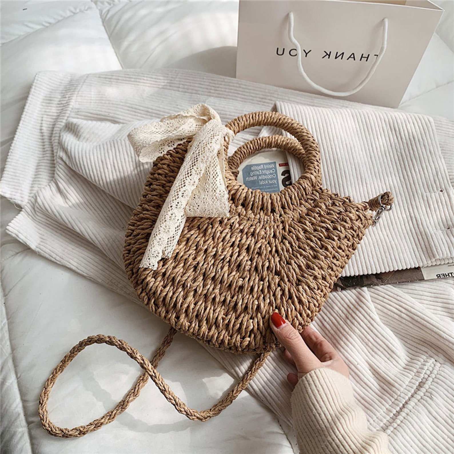 Messenger Straw Bag French Rattan Bag Straw Bag Woven Bag - Etsy