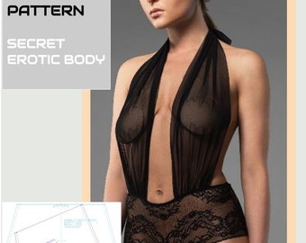 Lace Bodysuit Sewing Pattern – Erotic Lingerie, XS-4XL (PDF Download)