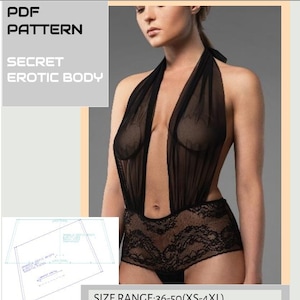 Secret sexy bodysuit pattern sewing - Instant Download PDF for lingerie sewing pattern -XS-4XL sizes sewing instructions & underwear pattern