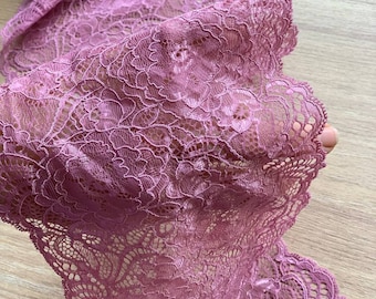 Old rose stretch lace with floral 17 cm -Lace for bra making kit DIY-Garment & lingerie lace-Crafts sewing 17cm (6.7 in) wide