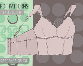 Long-Line Bralette with Adjustable Straps - PDF Sewing Pattern - Instant Download - All Sizes Included