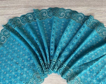 Red French Stretch Lace – 18 cm / 7 in Wide – Soft Floral Elastic Lace Trim – Perfect for Lingerie, Bra Making & DIY Sewing