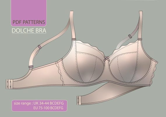 Dolche Plus Size Bra PDF Pattern: Underwire Side Support, Sizes 32-46 C-H (Instant Download)