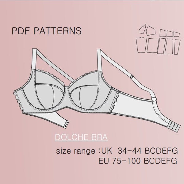 Patron de soutien-gorge grande taille Dolche - Téléchargement instantané PDF pour patron de couture lingerie femme - Patron de couture femme grande taille // 32-46