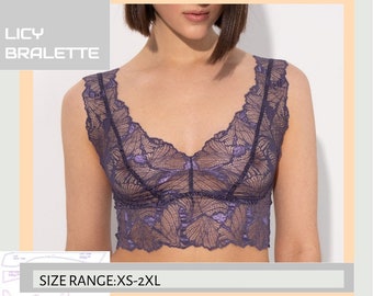 Lacy See-Through Bralette Sewing Pattern (XS-2XL) (PDF Pattern)