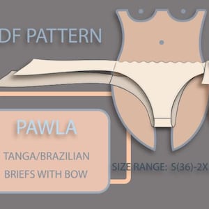 Pawla drawstring tie lingerie sewing pattern pdf - Instant Download PDF pattern underwear S-2XL  - Easy knickers pattern with side bows