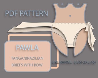 Drawstring Lingerie Sewing Pattern – Bow Panties, S-2XL (PDF Pattern)