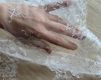 Ivory non elastic lace with cotton 35cm-Lace for bra making kit DIY-Garment & lingerie lace-Crafts sewing 35cm (13.78 in) wide-for decor