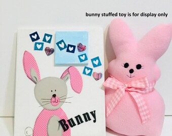 Easter Bunny Wall Art, Girl Room Décor, Pink Rabbit Nursery Décor Art, Baby Animal Art, Sweet Heart Wall Art, Nursery Theme for Girl