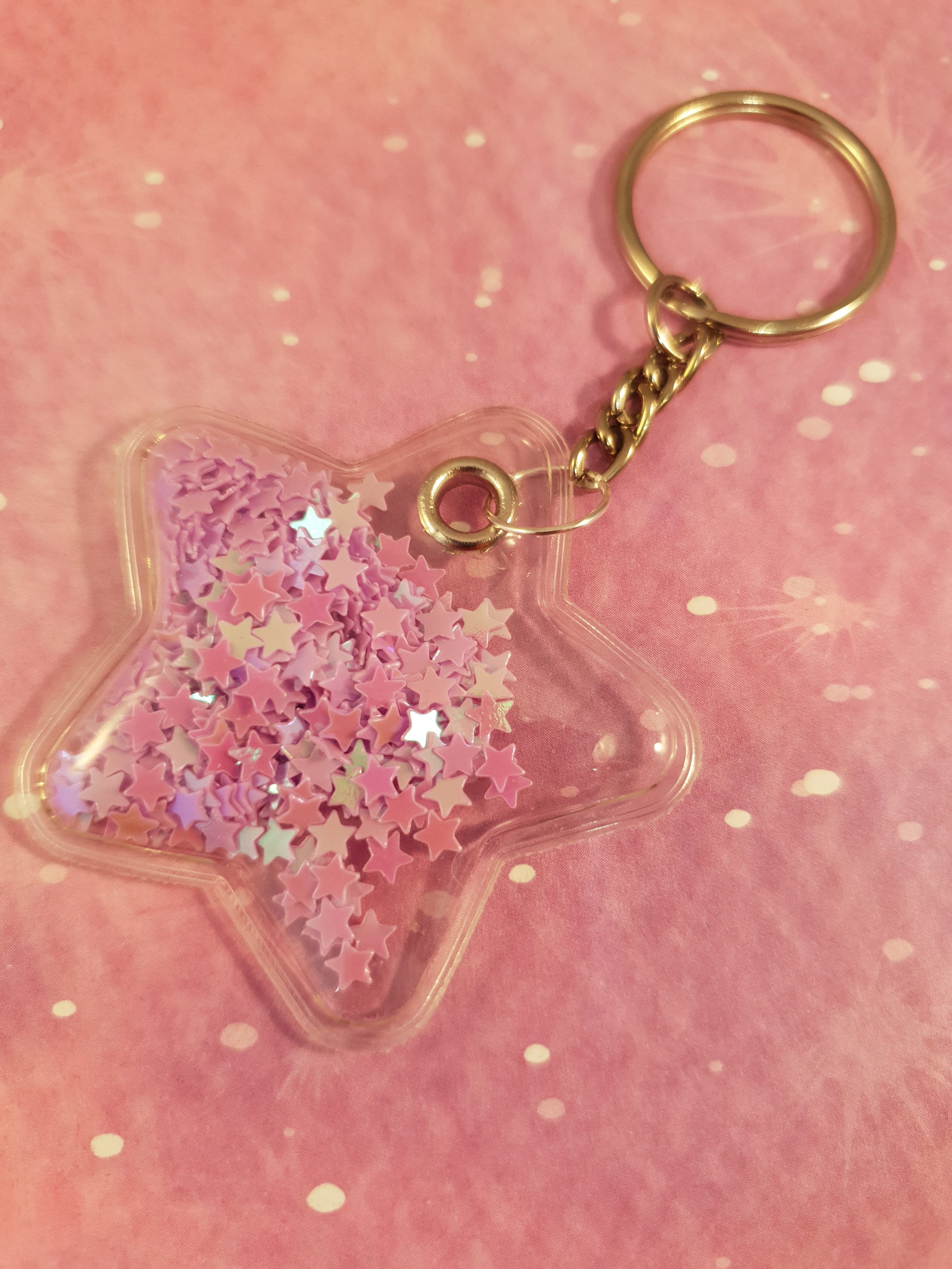Cute Kawaii keychain with shaker charm Pastel sequin keyring Etsy