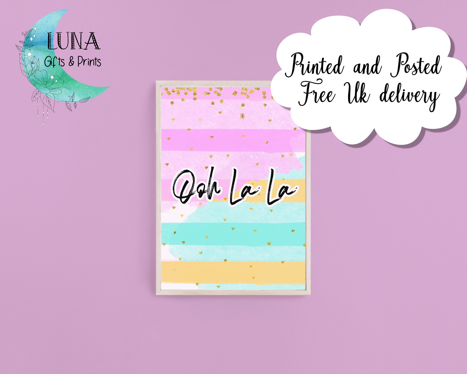 Ooh La La Cute Pastel print Pastel word art print Funky Etsy