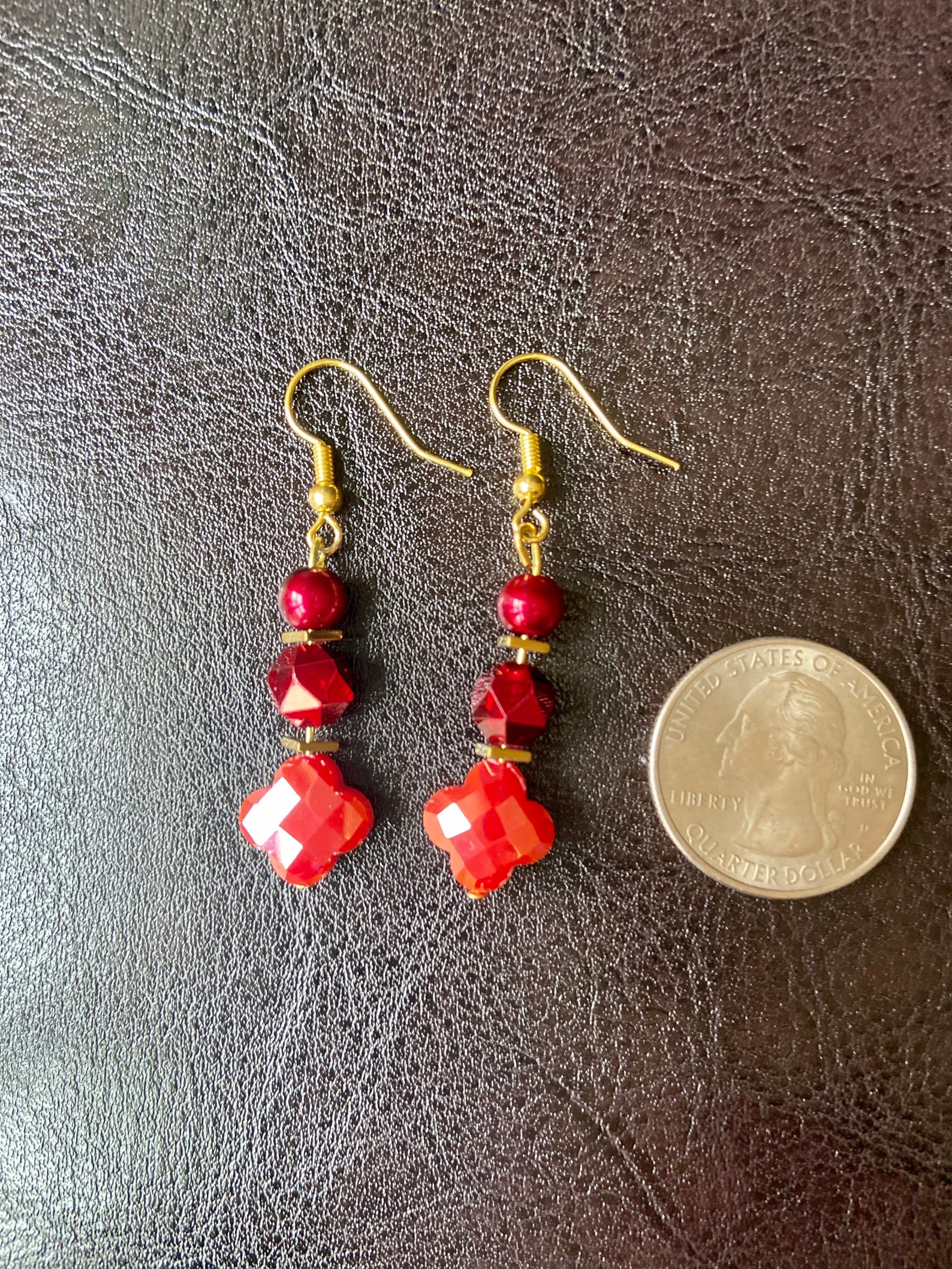 Red and Gold Earrings Etsy