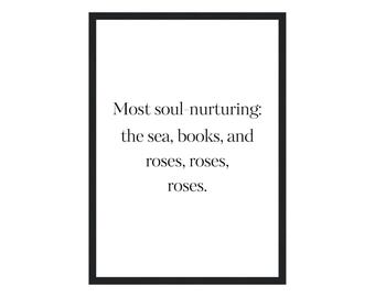 Póster o marco de fotos de madera en blanco, beige y negro con frase inspiradora de una rosa para decoración del hogar o interior en formato DIN A4, A3 o A2.