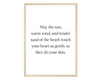 Póster o marco de fotos de madera en blanco, beige y negro con frase inspiradora sobre el mar para decoración del hogar o interior en formato DIN A4, A3 o A2.