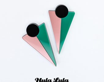 Rose Gold Perspex Geometric Earrings: Assorted Colours