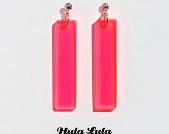 Neon Pink Perspex Geometric Earrings