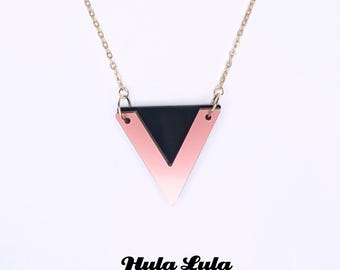 Black and Rose Gold Perspex Geometric Necklace