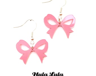 Perspex Bow Earrings: Assorted Colours
