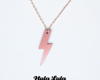 Rose Gold Perspex Lightning Bolt Necklace