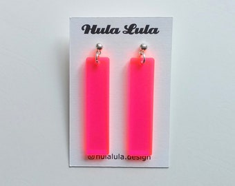 Handmade Neon Pink Perspex Acrylic Earrings