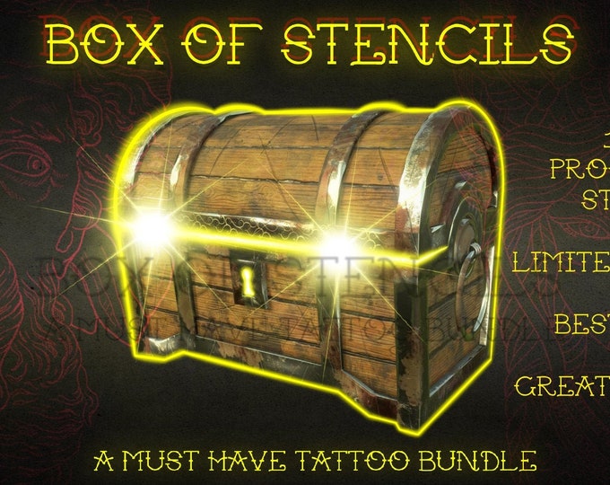 Limited Edition Tattoo Stamps Box | 100 Procreate Tattoo Stamps | Random Flash Designs | Customizable Stencils for Tattoo Artists