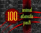 100 Animal Tattoo Stamps: Procreate Tattoo Artist Sketches (Digital Download)