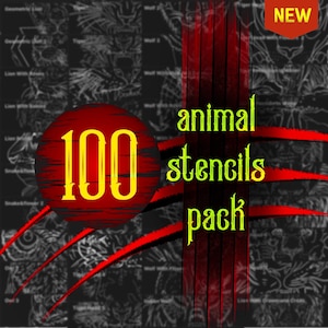 100 Animal Tattoo Stamps | Procreate Sketches for Tattoo Artists | Customizable Animal Designs | Instant Download for Creative Projects