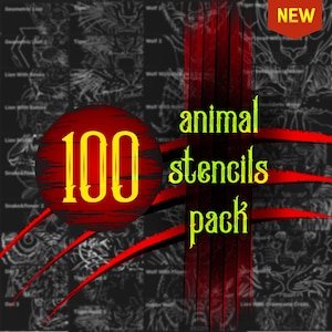 100 Animal tattoo stencil pack | Procreate stamps | Brushset |  Procreate tattoo | Procreate bundle | Tattoo flash