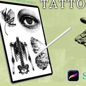 Photocopy Tattoo Flash Pack – 11 Procreate & Photoshop Stamps PNG/JPEG | Procreate tattoo | Tattoo design | Procreate stamps