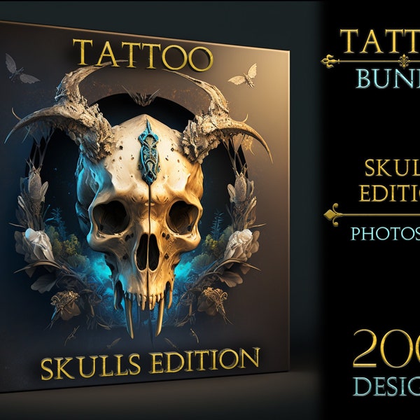 Skull tattoo bundle | Tattoo flash | Procreate skull | Photoshop | Procreate tattoo | Procreate flash