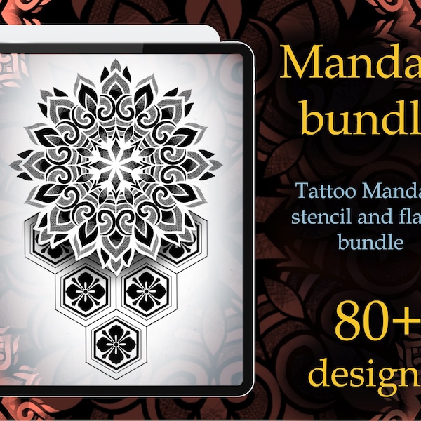 Procreate Mandala bundle | Procreate stamps | Tattoo flash | Procreate flash | Procreate tattoo | Tattoo stencil | Procreate bundle