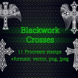 Crosses tattoo stamps | Procreate stamps | Brushset | Procreate tattoo | Vector | Tattoo flash