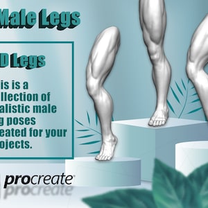 Procreate 3D Male Legs | 9 Realistic Tattoo Simulation Models (OBJ Files)