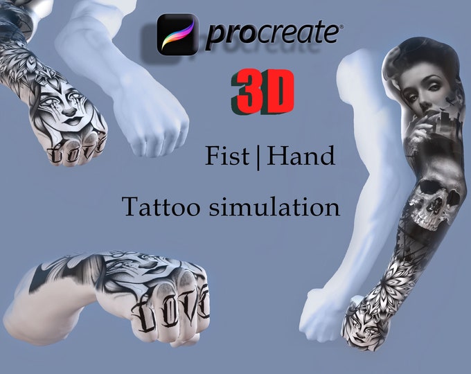 Procreate 3D Fist for tattoo simulation | Procreate Tattoo model | 3D hand | Tattoo flash | Procreate stamps