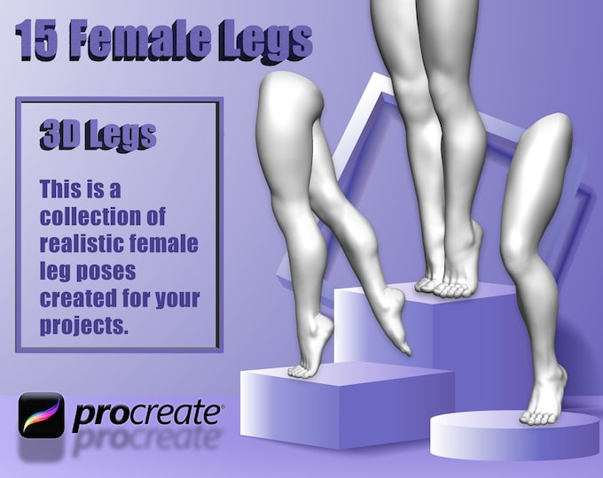 Procreate 3D Female Legs | 15 Realistic Tattoo Simulation Models (OBJ Files)