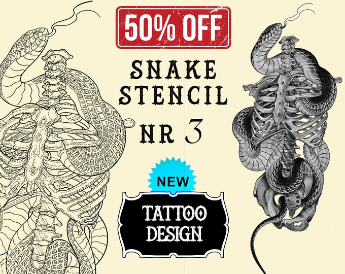 Snake tattoo stencil nr. 3 | Procreate stamps | Procreate tattoo | Procreate flash  | Tattoo flash