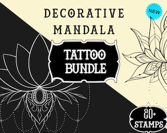 Procreate Lotus mandala tattoo design | Procreate stamps | Procreate brush | Tattoo flash | Procreate Mandala | Procreate set