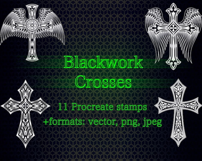 Crosses tattoo stamps | Procreate stamps | Brushset | Procreate tattoo | Vector | Tattoo flash