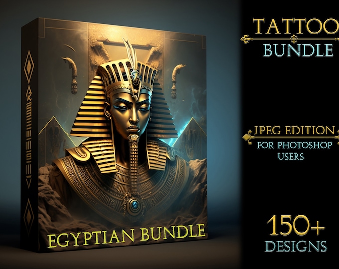 150+ Egyptian designs | Tattoo bundle | Photoshop | Jpeg | Tattoo builder | Tattoo flash | Procreate Egypt