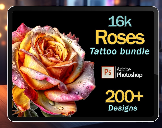 16k Rose tattoo bundle | Procreate stamps | Procreate brushes | Procreate tattoo | Tattoo flash