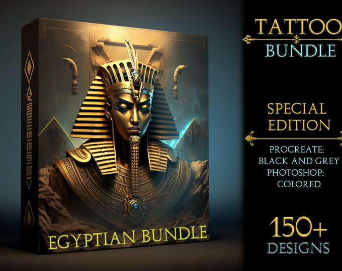 150+ Procreate Egyptian tattoo bundle | Procreate Egypt | Procreate tattoo | Procreate flash | Tattoo flash | Procreate stamps