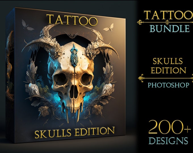 Skull tattoo bundle | Tattoo flash | Procreate skull | Photoshop | Procreate tattoo | Procreate flash