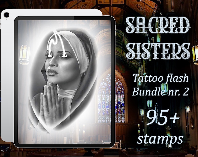 Procreate Religious tattoo flash bundle | Procreate flash | Procreate tattoo | Tattoo stencil | Tattoo flash | Procreate stamps