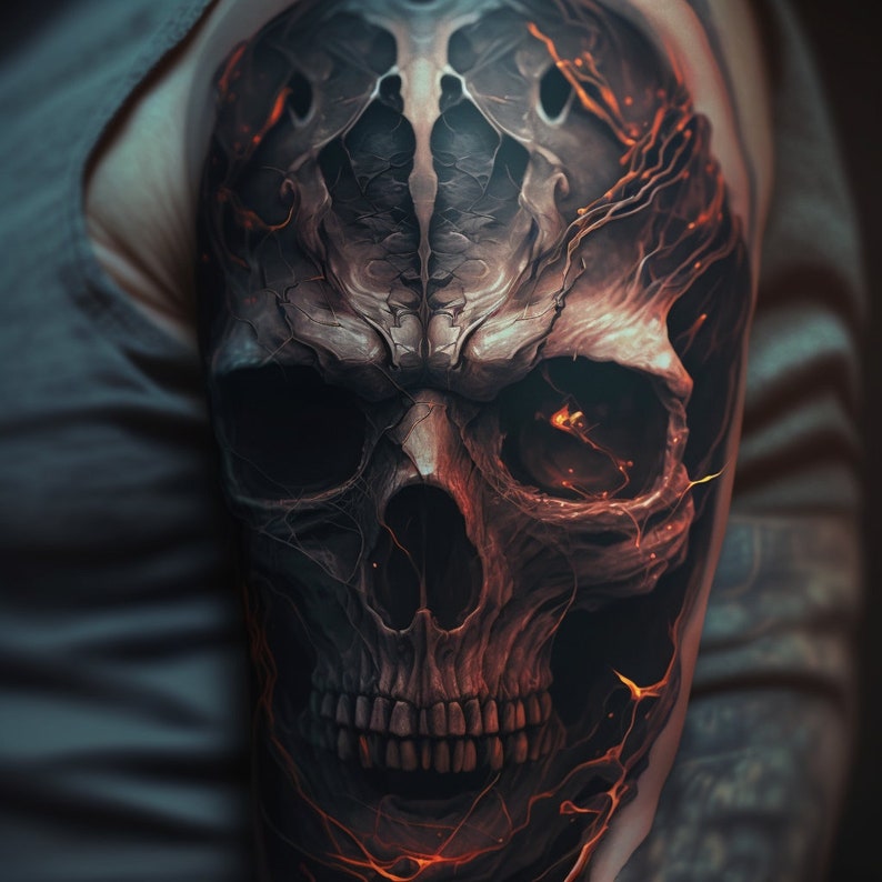 Skull Tattoo Procreate Stamps Bundle Realism Flash Brushes Stencil