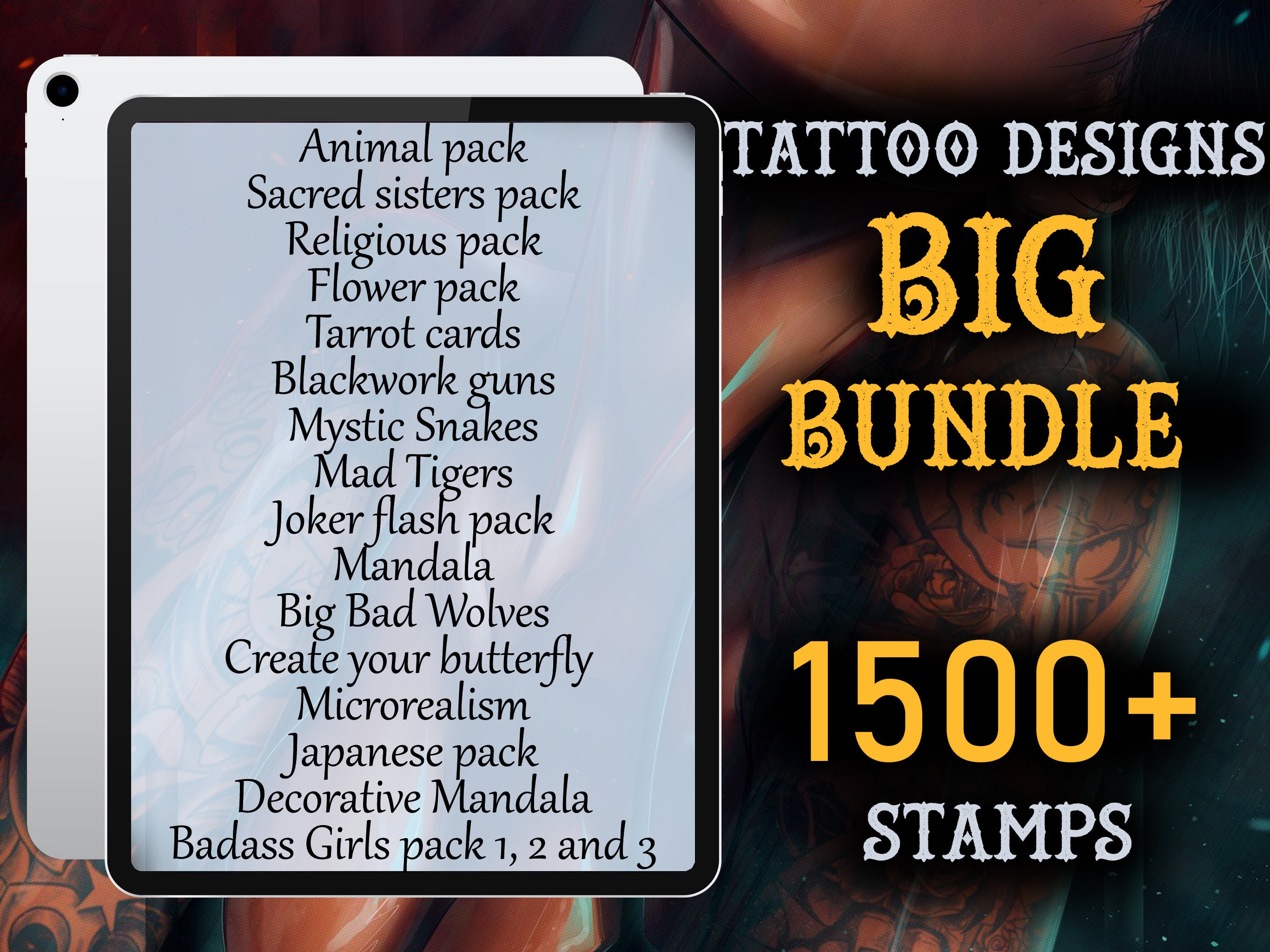850 Tattoo stencils Procreate tattoo stamps Procreate flash
