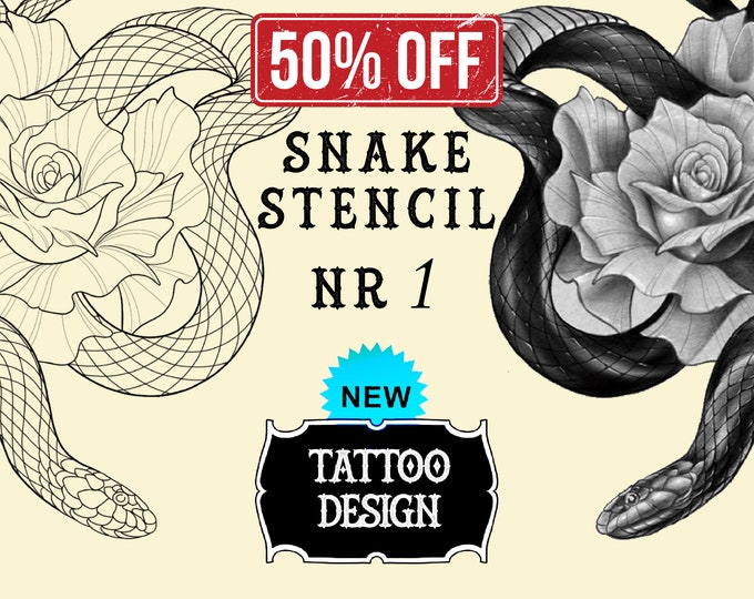 Snake tattoo stencil nr. 1 | Procreate stamps | Procreate tattoo | Procreate flash  | Tattoo flash